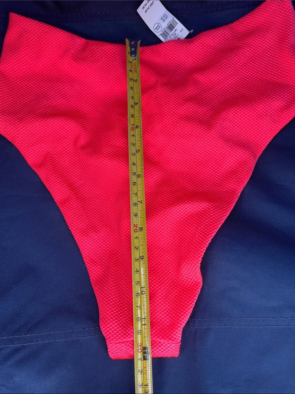 aerie High-Rise Textured Bikini Bottom — Neon Coral Pink
